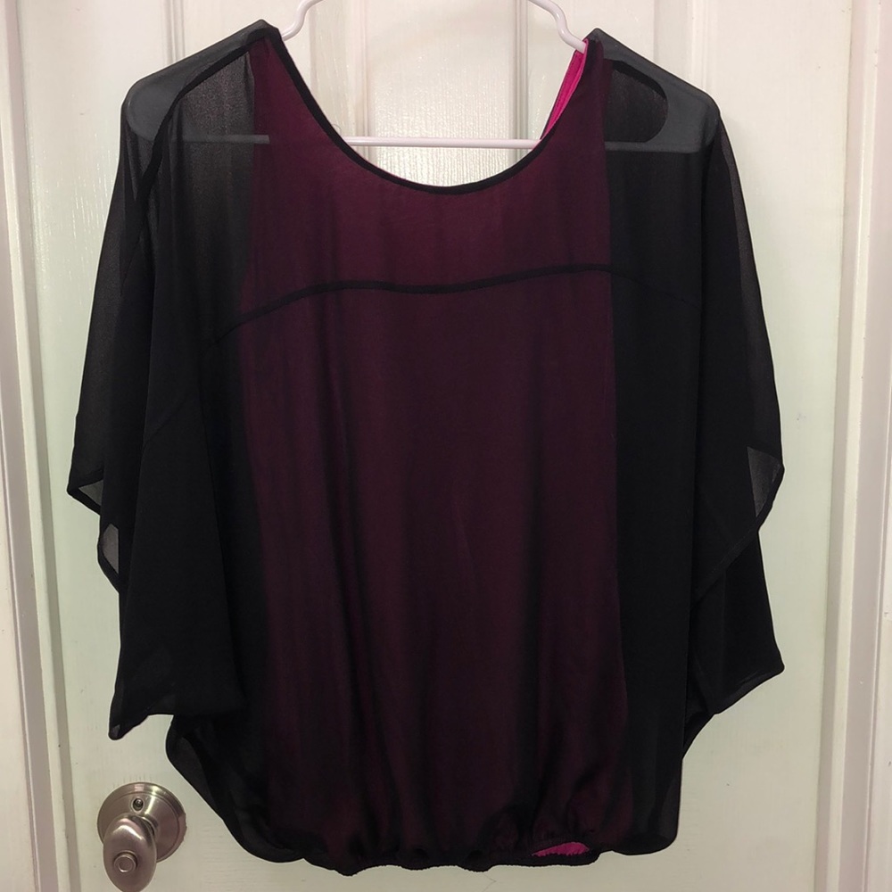 Sheer black top with pink lining EUC